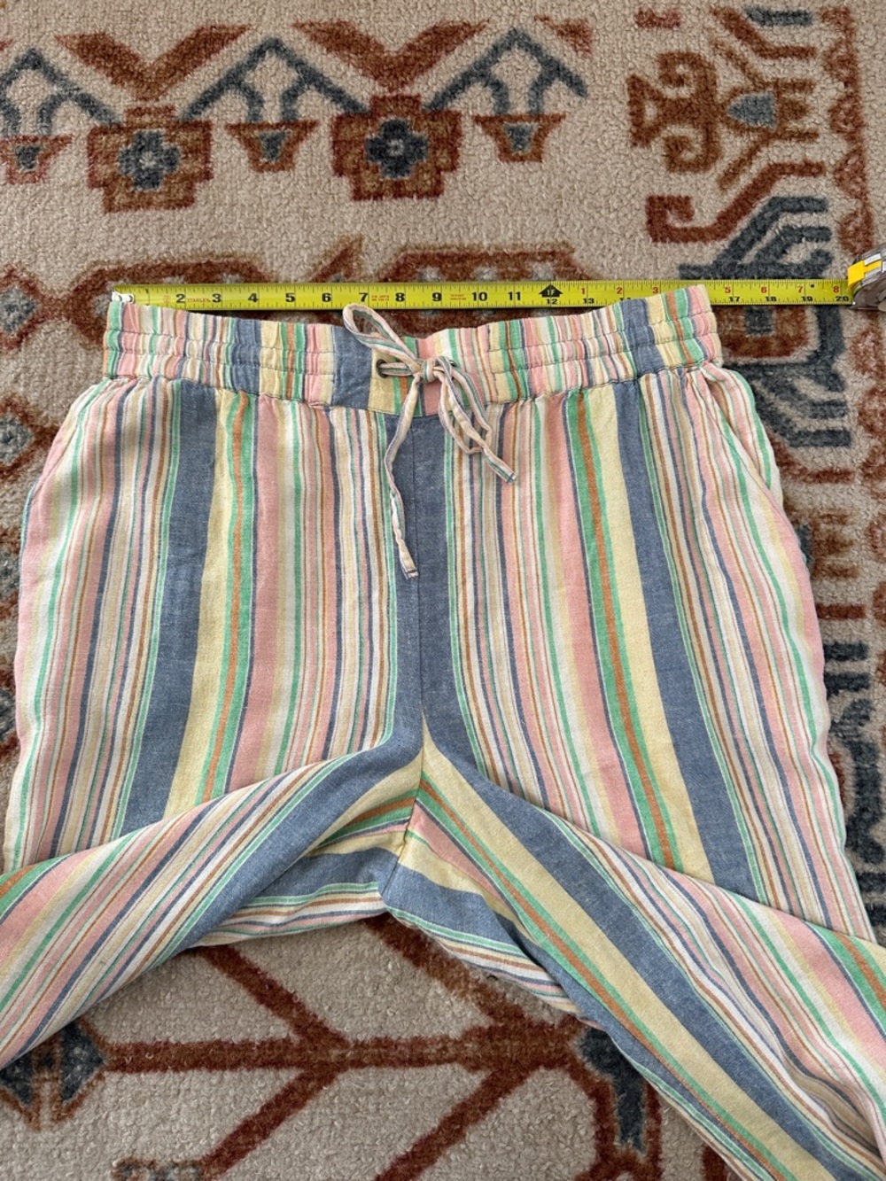Naturals D&Co. Multi Color Striped Wide Leg Linen Blend Beach Pants Medium - Picture 5 of 8
